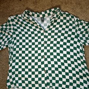 Wild Fable Green and White Checkered Button Down Shirt